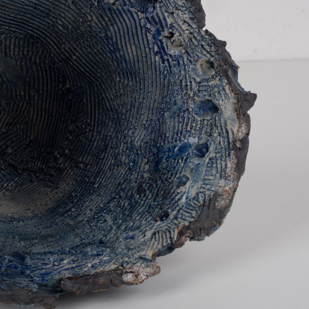 Handmade ceramic object in blue – Organic sculptural piece