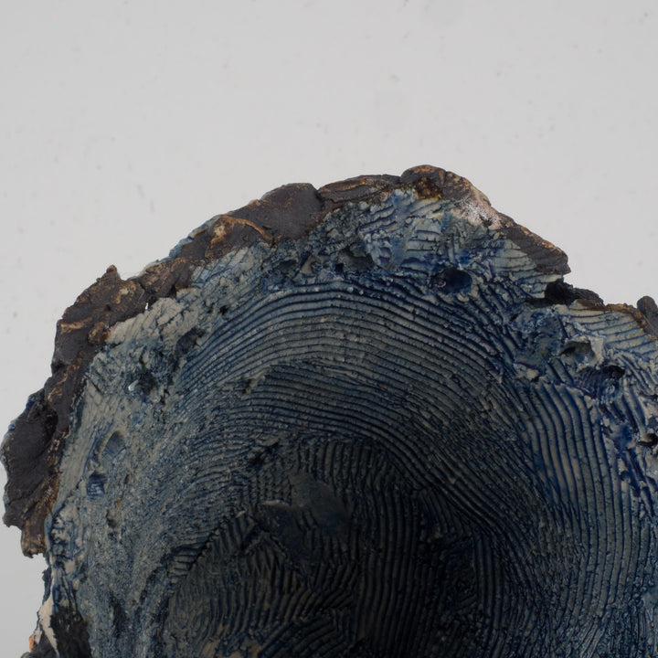 Handmade ceramic object in blue – Organic sculptural piece