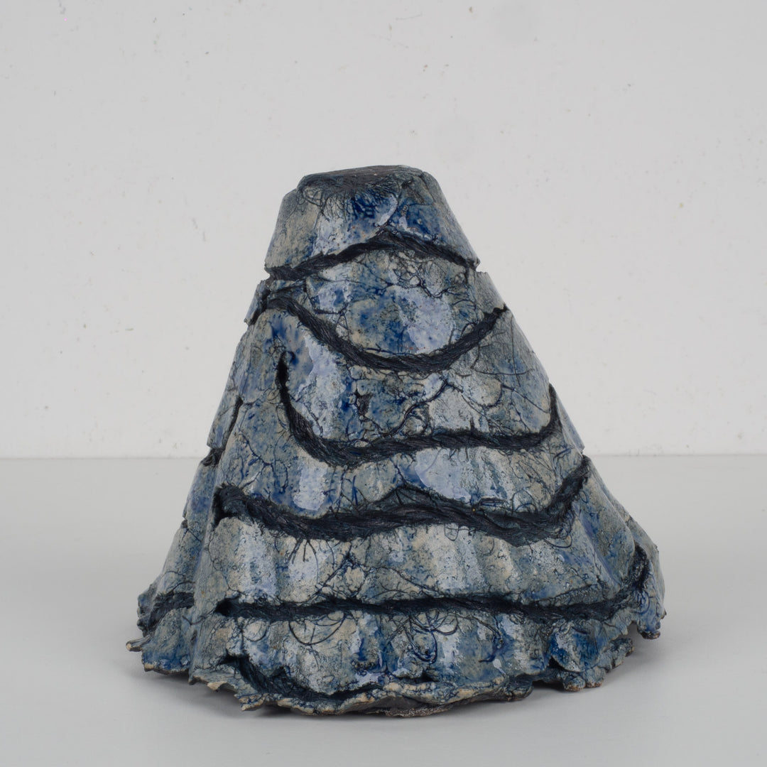 Handmade ceramic object in blue – Organic sculptural piece