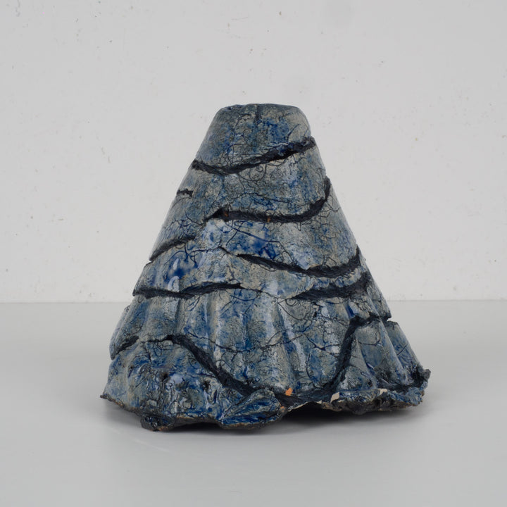 Handmade ceramic object in blue – Organic sculptural piece