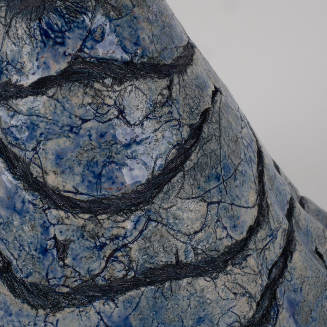 Handmade ceramic object in blue – Organic sculptural piece