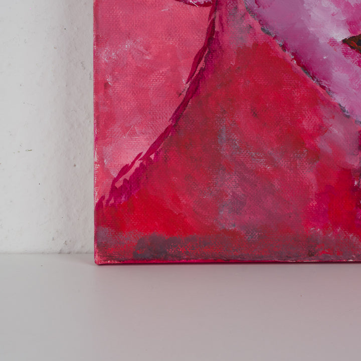 Roze schilderij van een vrouw met hoed – JP Terryn