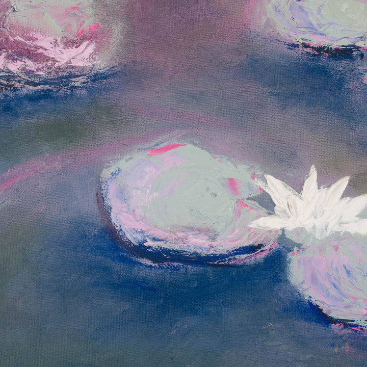 Schilderij met waterlelies – poëtisch en dromerig tafereel (50,5 × 50,5 cm)