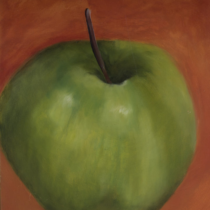 Beautiful painting of a Granny Smith apple