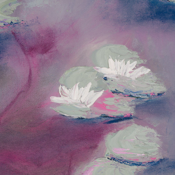 Schilderij met waterlelies – poëtisch en dromerig tafereel (50,5 × 50,5 cm)
