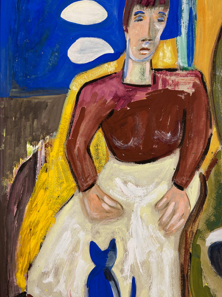 Expressief schilderij ‘Familie in Harmonie’ – S. Matthijs (1998) / 52x42x2cm