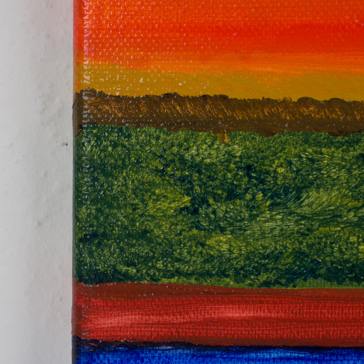 JP Terryn – Schilderij abstracte compositie in kleurbanen (18 x 24 x 1,5 cm)