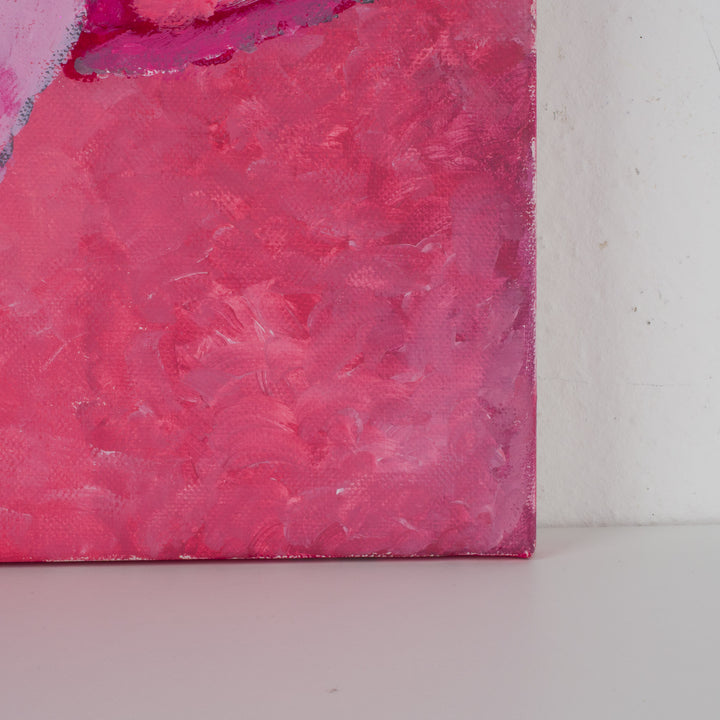 Roze schilderij van een vrouw met hoed – JP Terryn