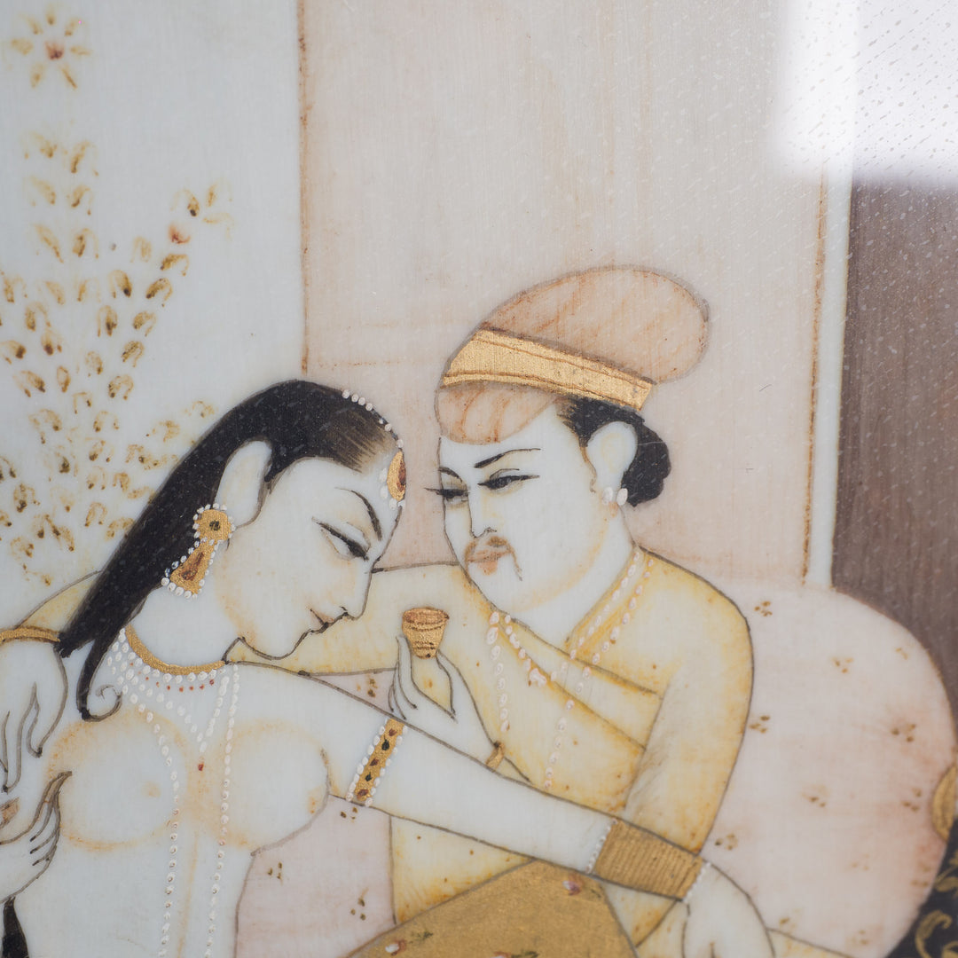 Small Indian Painting in White Resin – Mughal Style Miniature Art