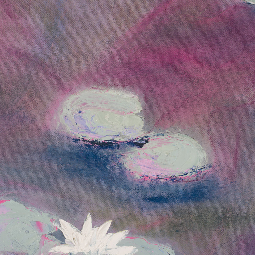 Schilderij met waterlelies – poëtisch en dromerig tafereel (50,5 × 50,5 cm)