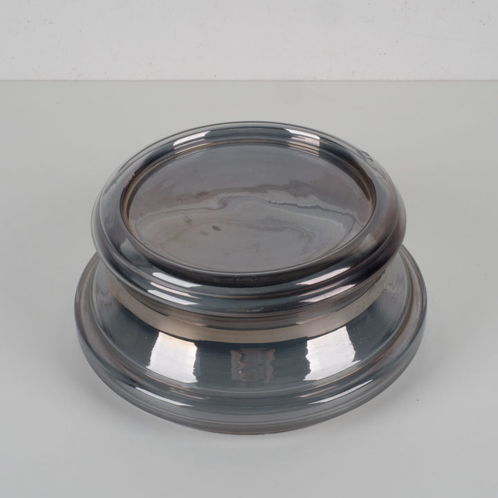 Round gray bowl in mirrored glass – 23x23x10.5 cm