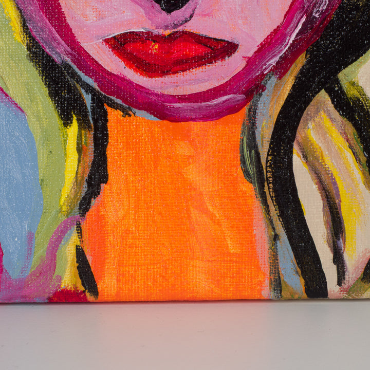 Expressieve Vrouw – Hedendaags Schilderij van JP Terryn (20,5 x 20,5 cm)