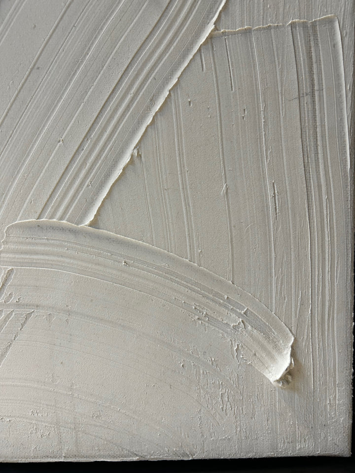 Hedendaags schilderij – wit structuur in zwart houten kader