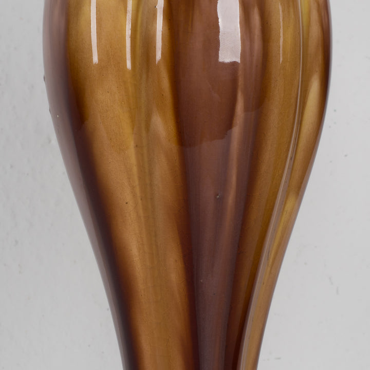 Set of 2 Art Deco vases – Beautiful drip glaze in purple, yellow and brown