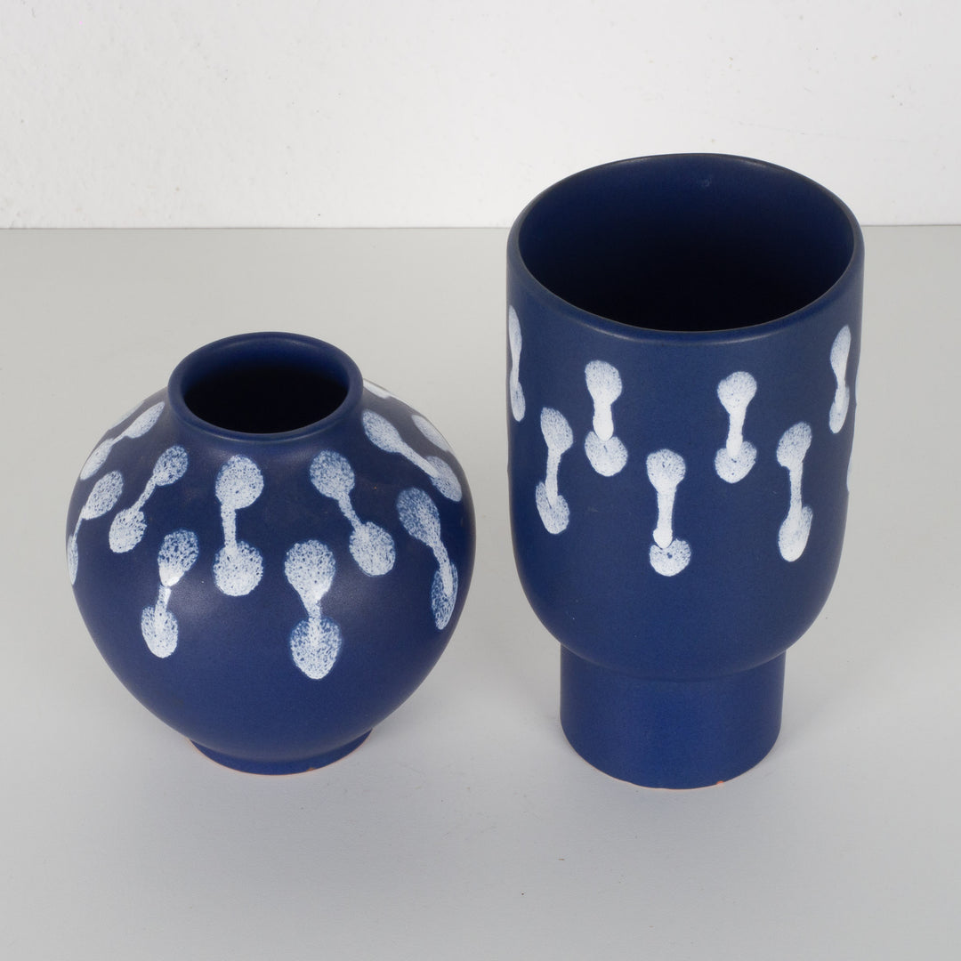 Beautiful spherical vintage vase in blue from W-Germany