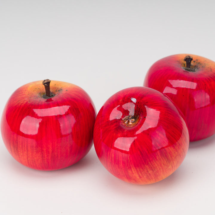 Set of 3 ceramic apples by artist Lisa Pappon