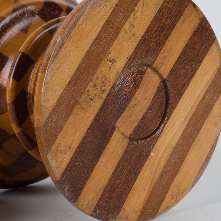 Houten dekselpotje in marquetterie – 13x13x7 cm