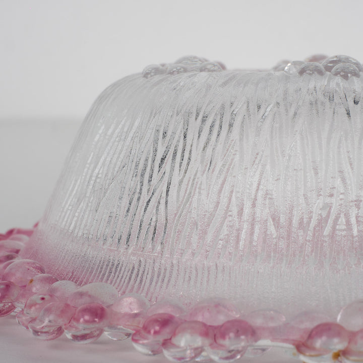 Italla vintage bowl of white matt glass with pink accents – small size (14.5x14.5 cm)