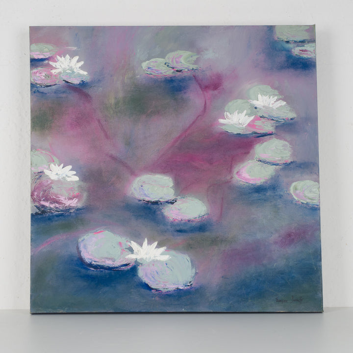 Schilderij met waterlelies – poëtisch en dromerig tafereel (50,5 × 50,5 cm)