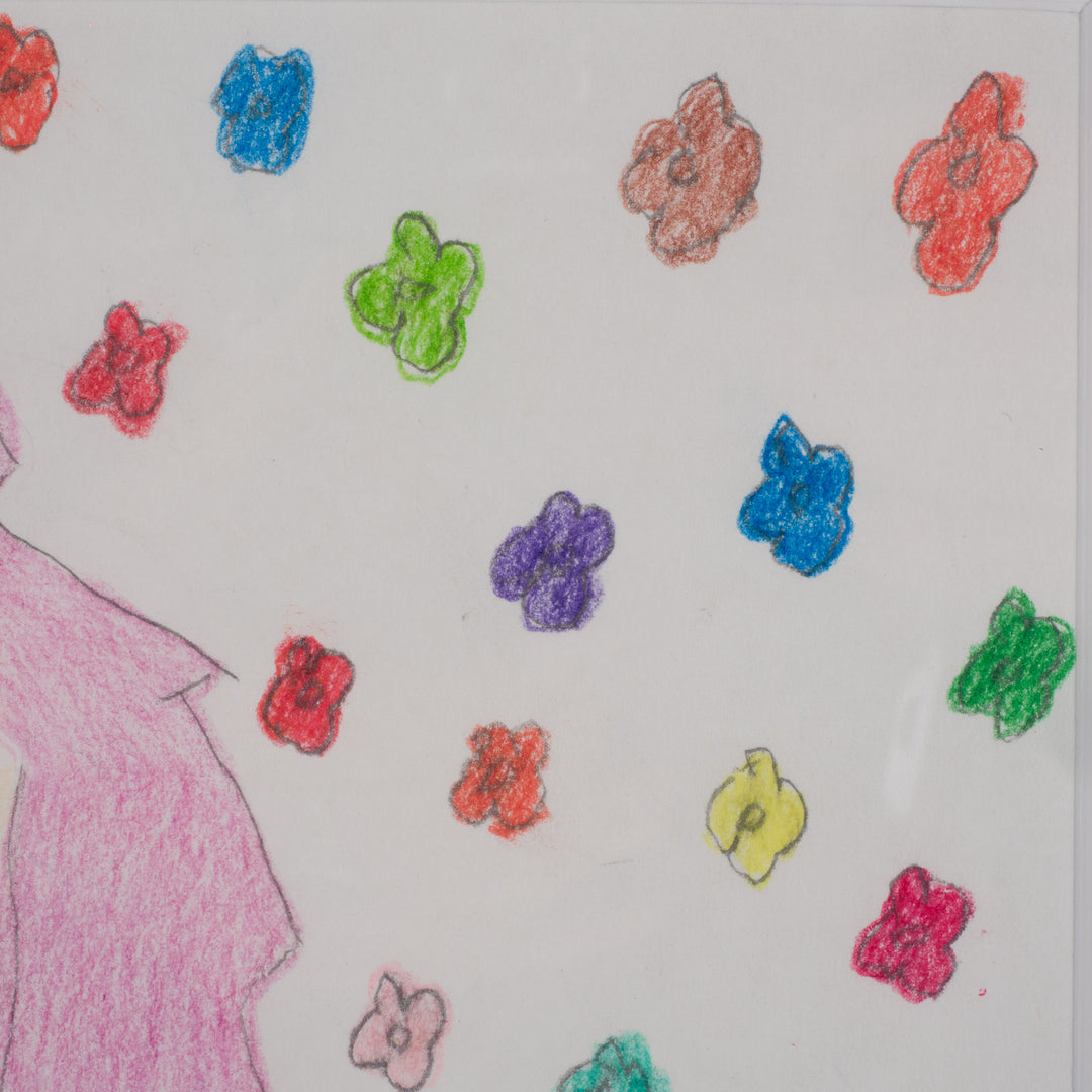 Beautiful drawing of a woman in shades of pink by Carine Vanmeirhaeghe