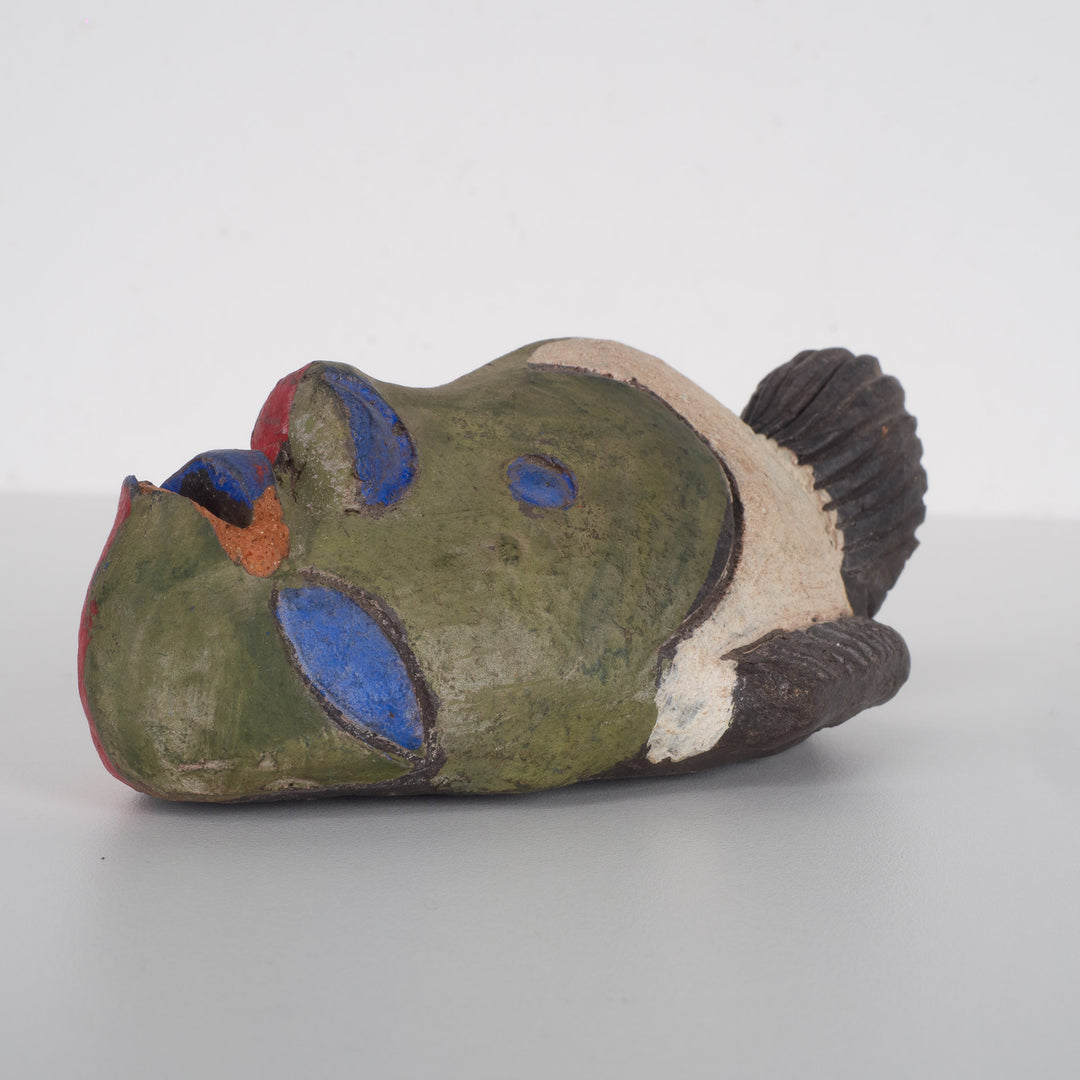 Small African decorative mask – green, red and purple