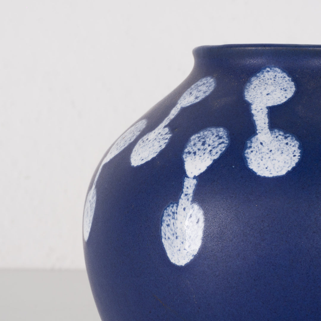 Beautiful spherical vintage vase in blue from W-Germany