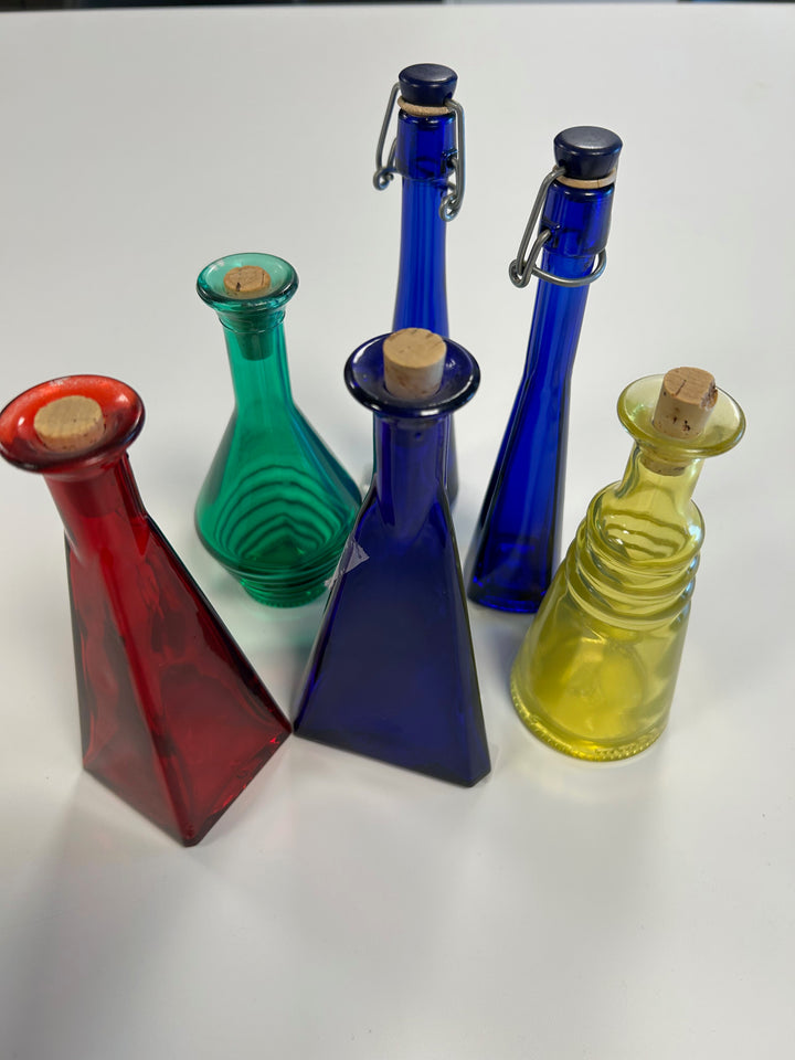 Set of 6 Colorful Bottles – Red, Blue, Green and Yellow (90s)