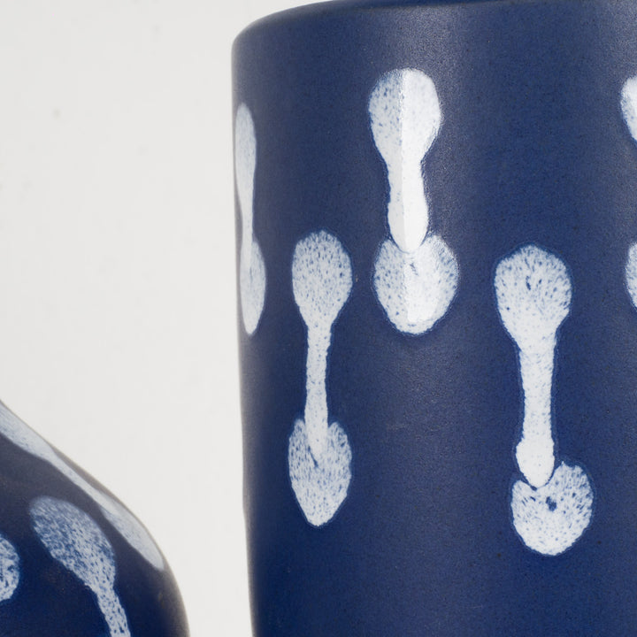 Beautiful spherical vintage vase in blue from W-Germany