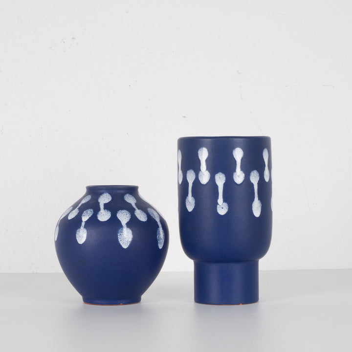 Beautiful spherical vintage vase in blue from W-Germany