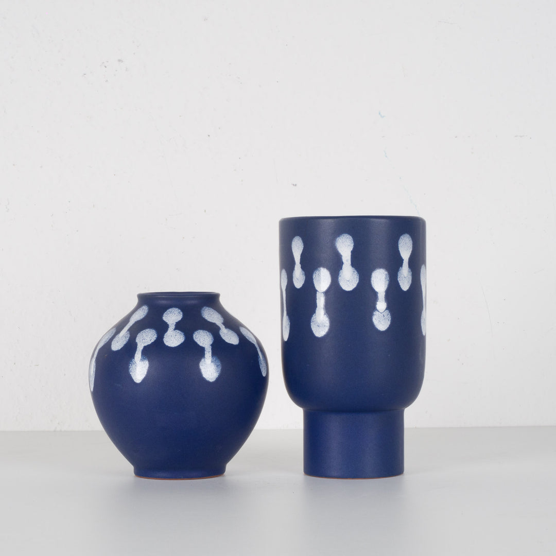 Beautiful spherical vintage vase in blue from W-Germany