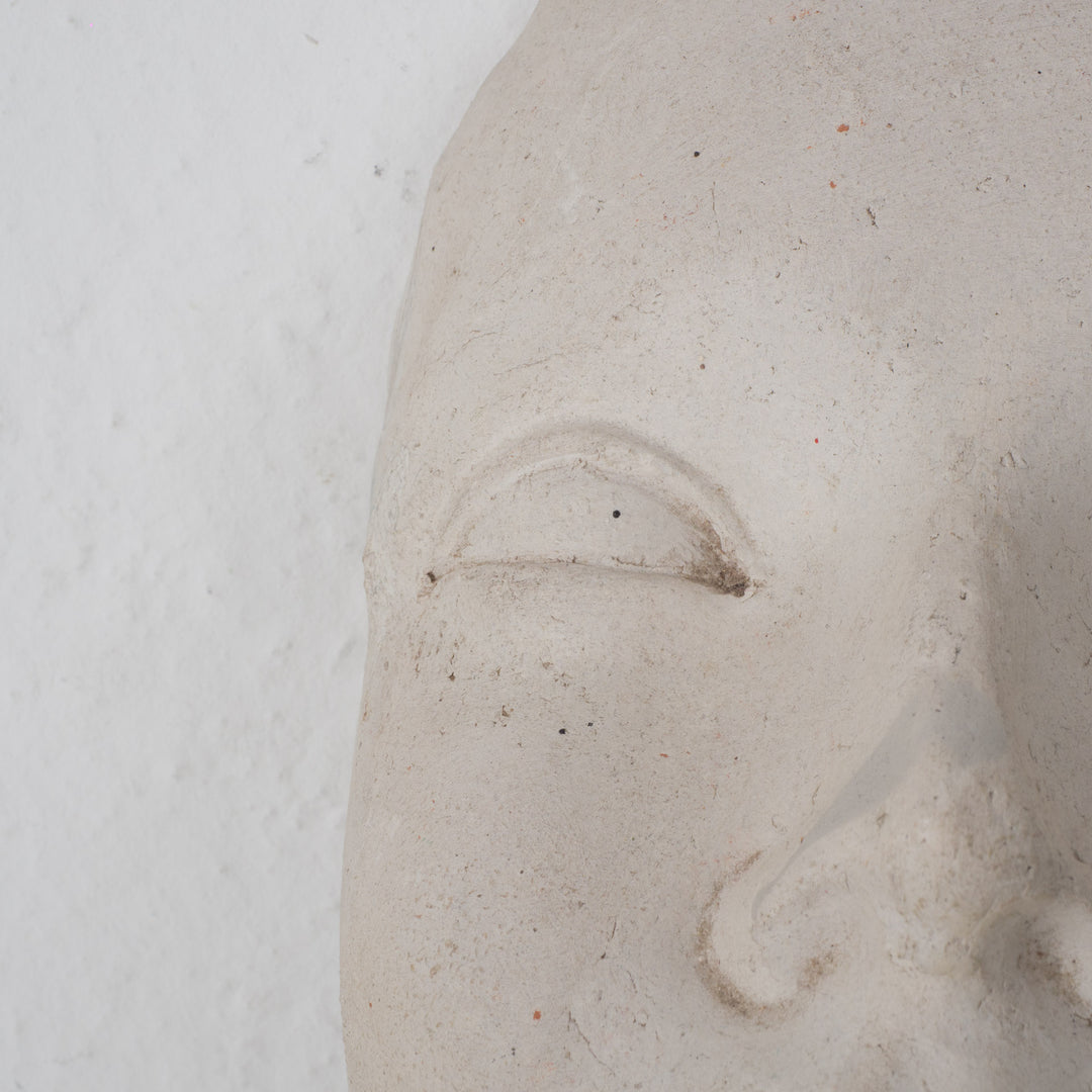 Serene Image – Face in White Clay by Artist Sue (16 x 11.5 x 8 cm)