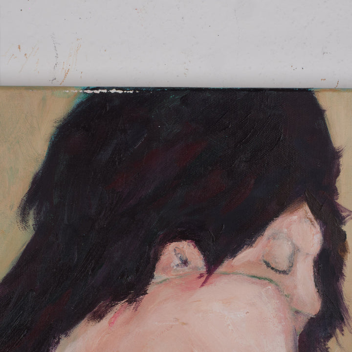 Beautiful painting of a nude woman – soft green and pink tones