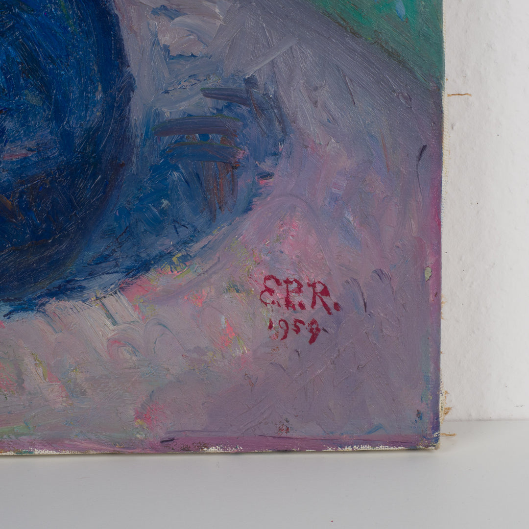 Bloemenschilderij 1959 – Gesigneerd E.E.R. – 40 x 50 x 2 cm