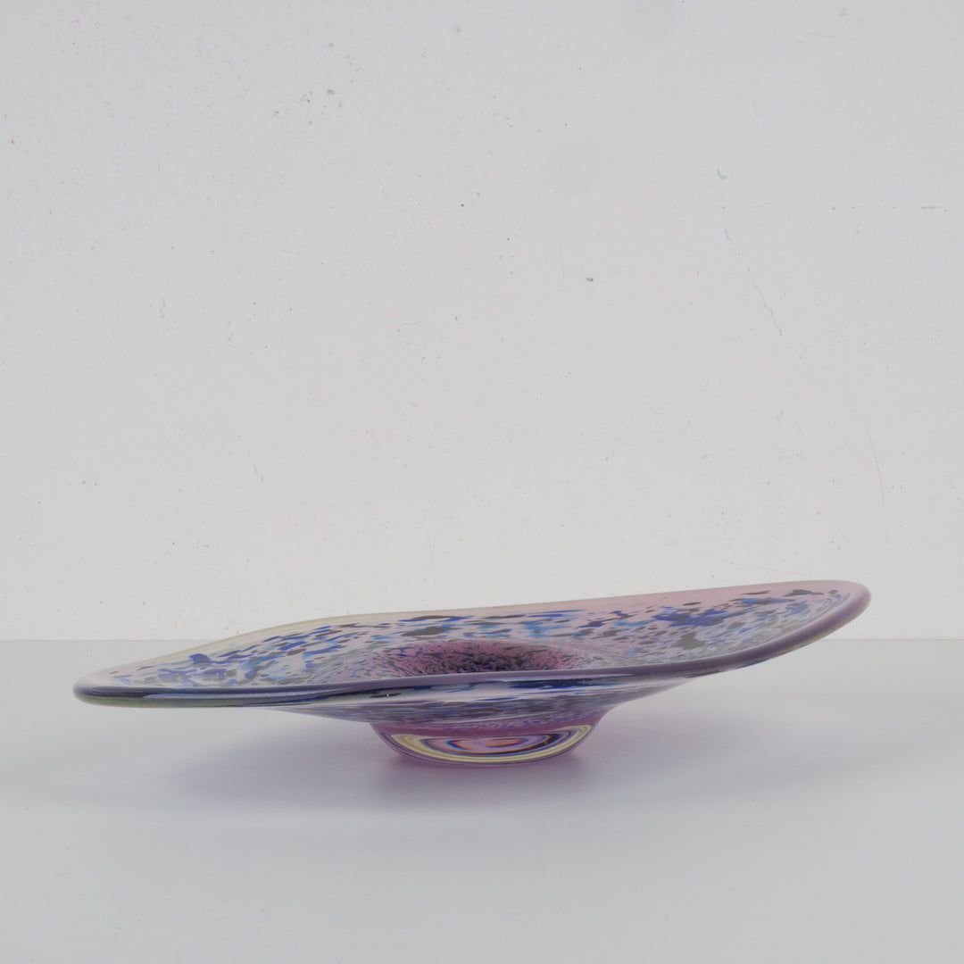 Mouth-blown Artistic Glass Bowl in Purple and Blue Shades (33.5×24×5 cm)