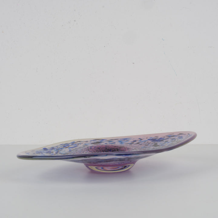Mouth-blown Artistic Glass Bowl in Purple and Blue Shades (33.5×24×5 cm)