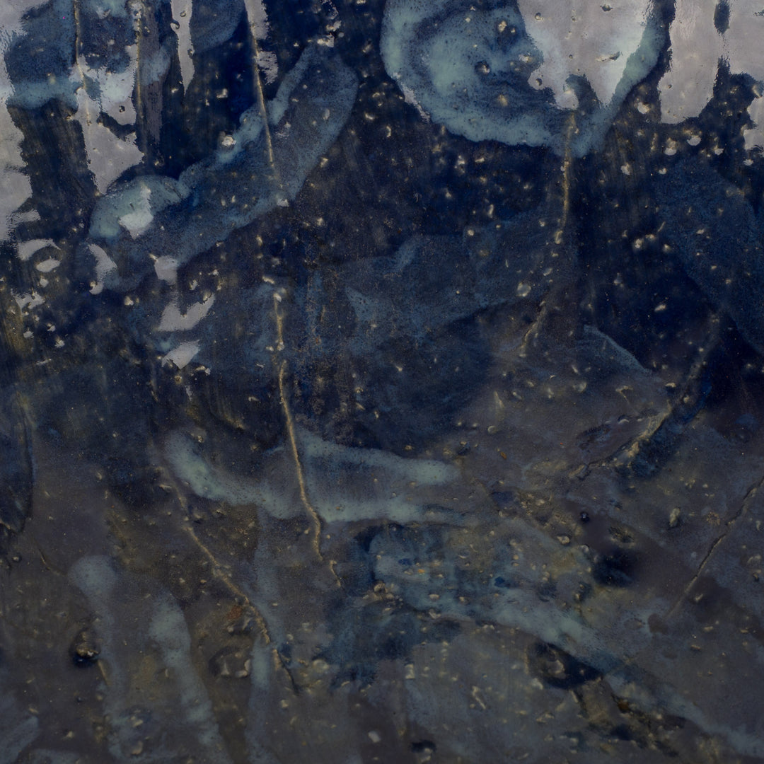 Handgemaakte keramische schaal Karla Vanacker – uniek kunstobject in lichtgroen en diepblauw – 24 cm