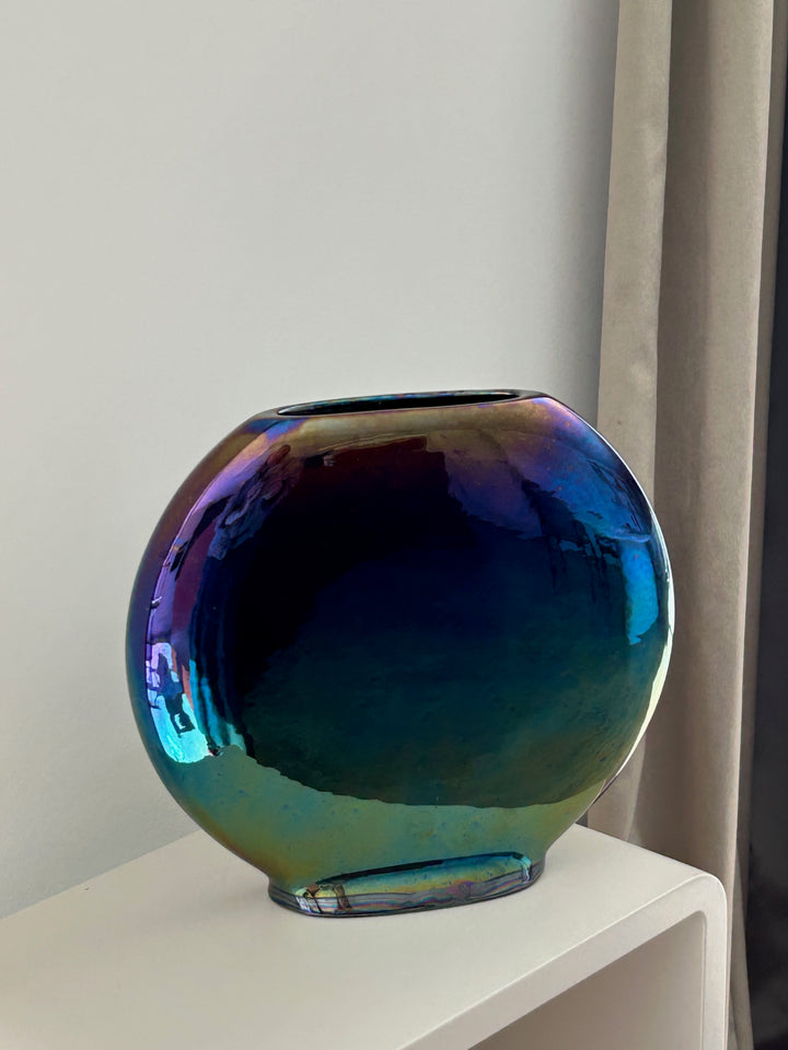 Vaas smal paars klein – iriserende regenboogglans / 23 x 4 x 22 cm