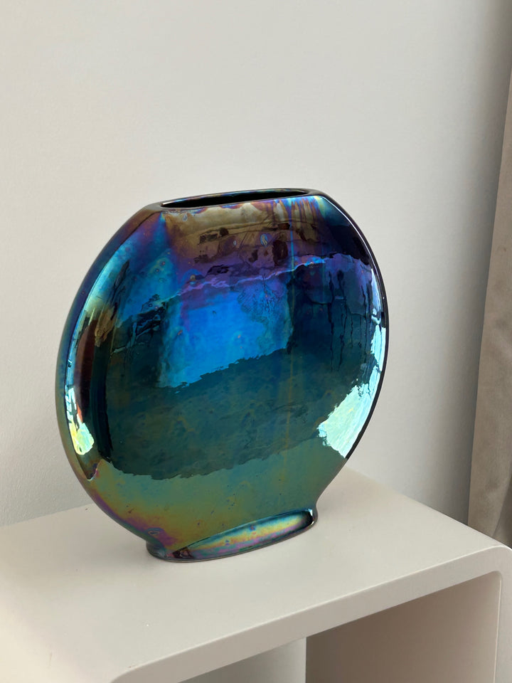 Vaas smal paars klein – iriserende regenboogglans / 23 x 4 x 22 cm