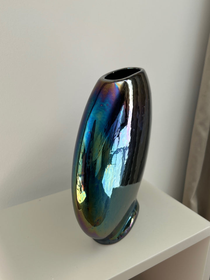 Vaas smal paars klein – iriserende regenboogglans / 23 x 4 x 22 cm