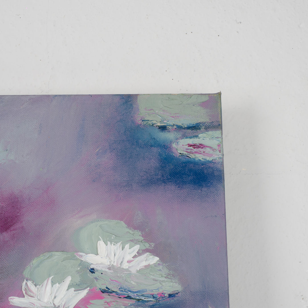 Schilderij met waterlelies – poëtisch en dromerig tafereel (50,5 × 50,5 cm)