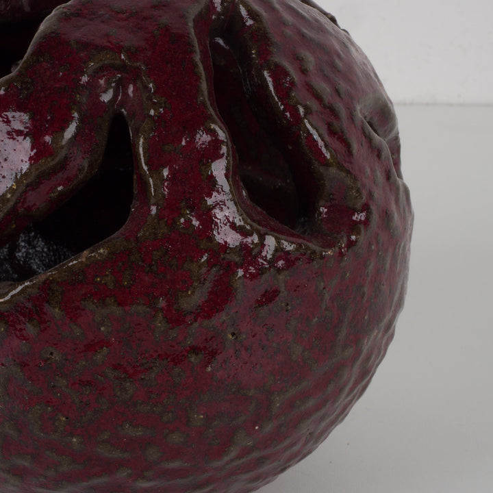 Handmade Ceramic Object in Deep Bordeaux – Sculptural Eye-catcher
