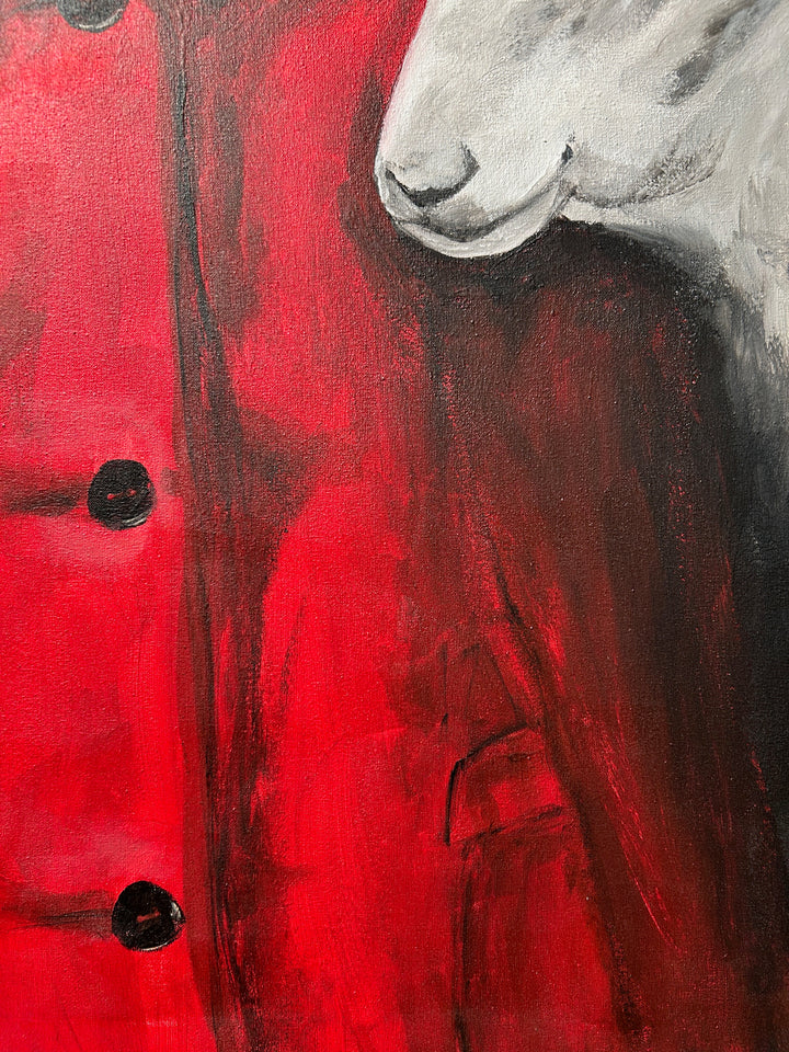Atelier S – La Fille au Manteau Rouge | Meisje tussen de Schapen – Schilderij 60 x 80 x 4 cm