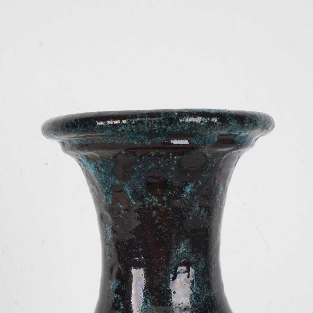 Zeldzame vintage West-Germany vaas Carstens Keramik – oker en groen met bollen