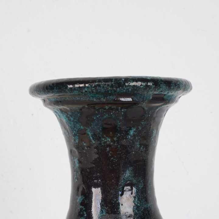 Zeldzame vintage West-Germany vaas Carstens Keramik – oker en groen met bollen