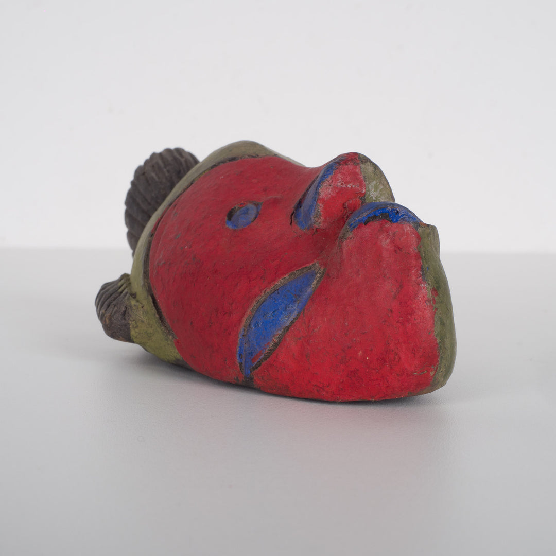 Small African decorative mask – green, red and purple