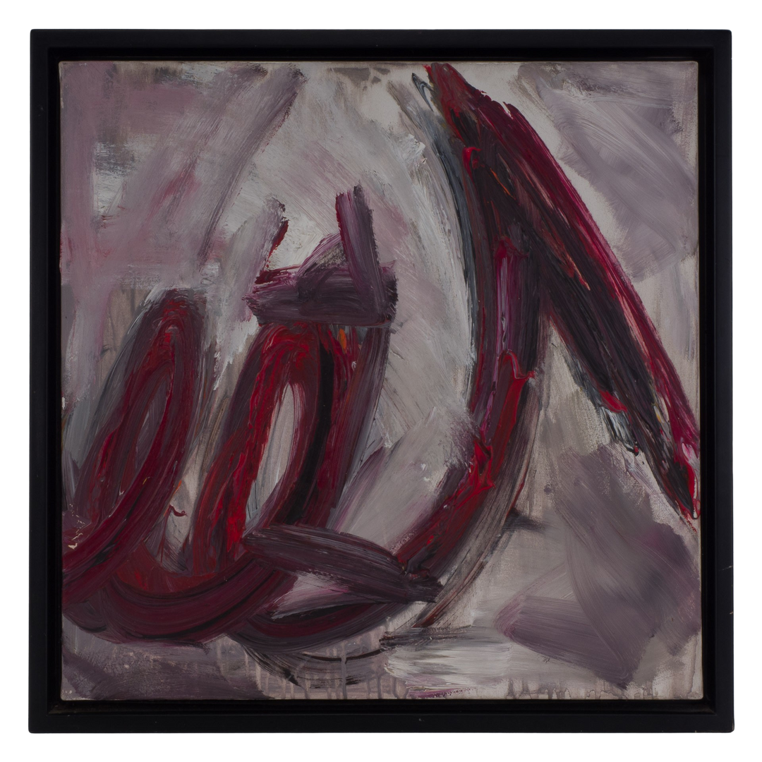 Abstract painting in burgundy and pink
