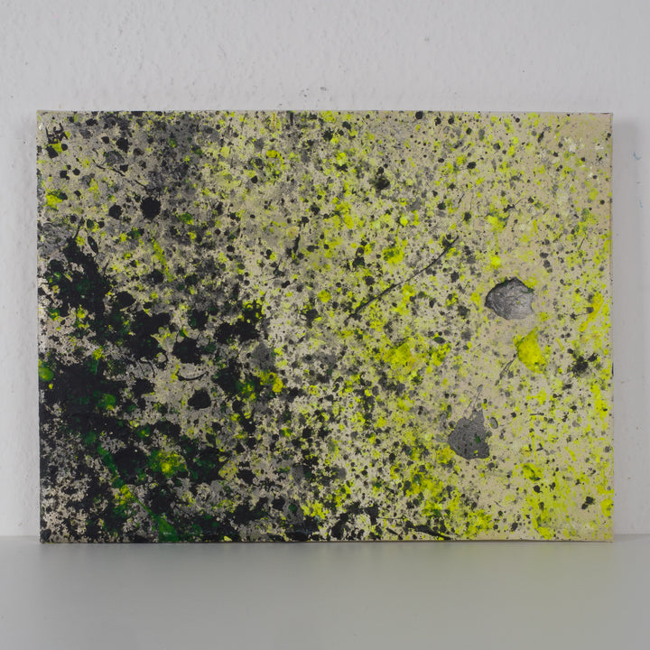 Abstract painting in fluorescent yellow 'Eternal Spring' by Jos Spinhoven