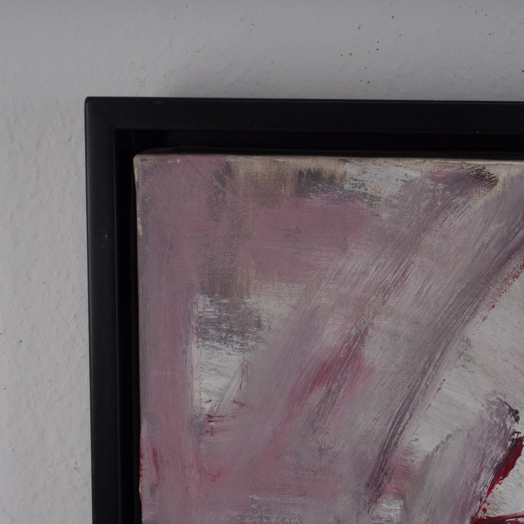 Abstract painting in burgundy and pink