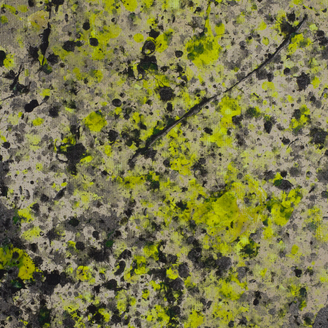 Abstract painting in fluorescent yellow 'Eternal Spring' by Jos Spinhoven