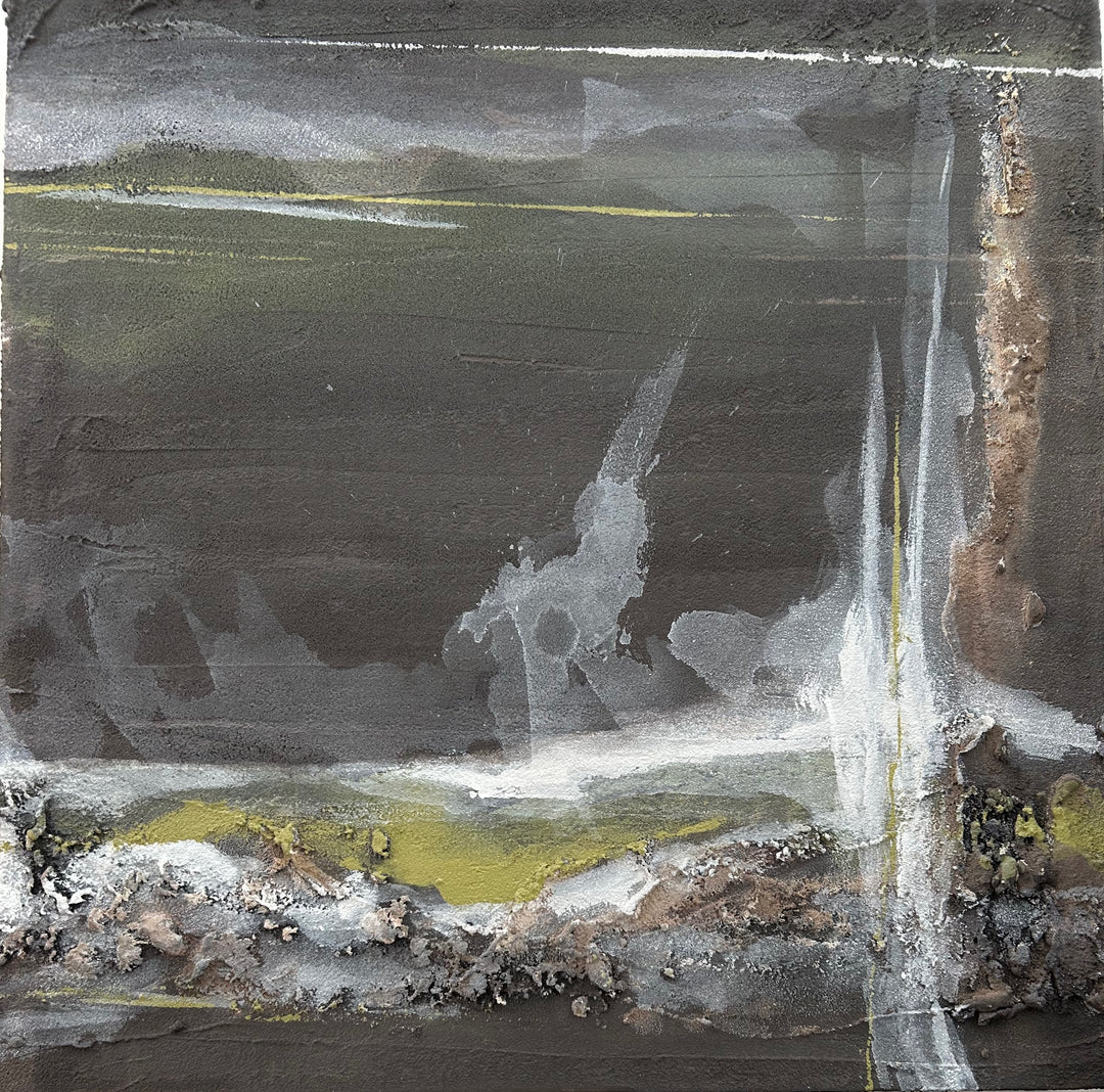 Verweerde Horizon – Abstract Structuurschilderij (2) / 50,5 x 50,5 x 3,5 cm